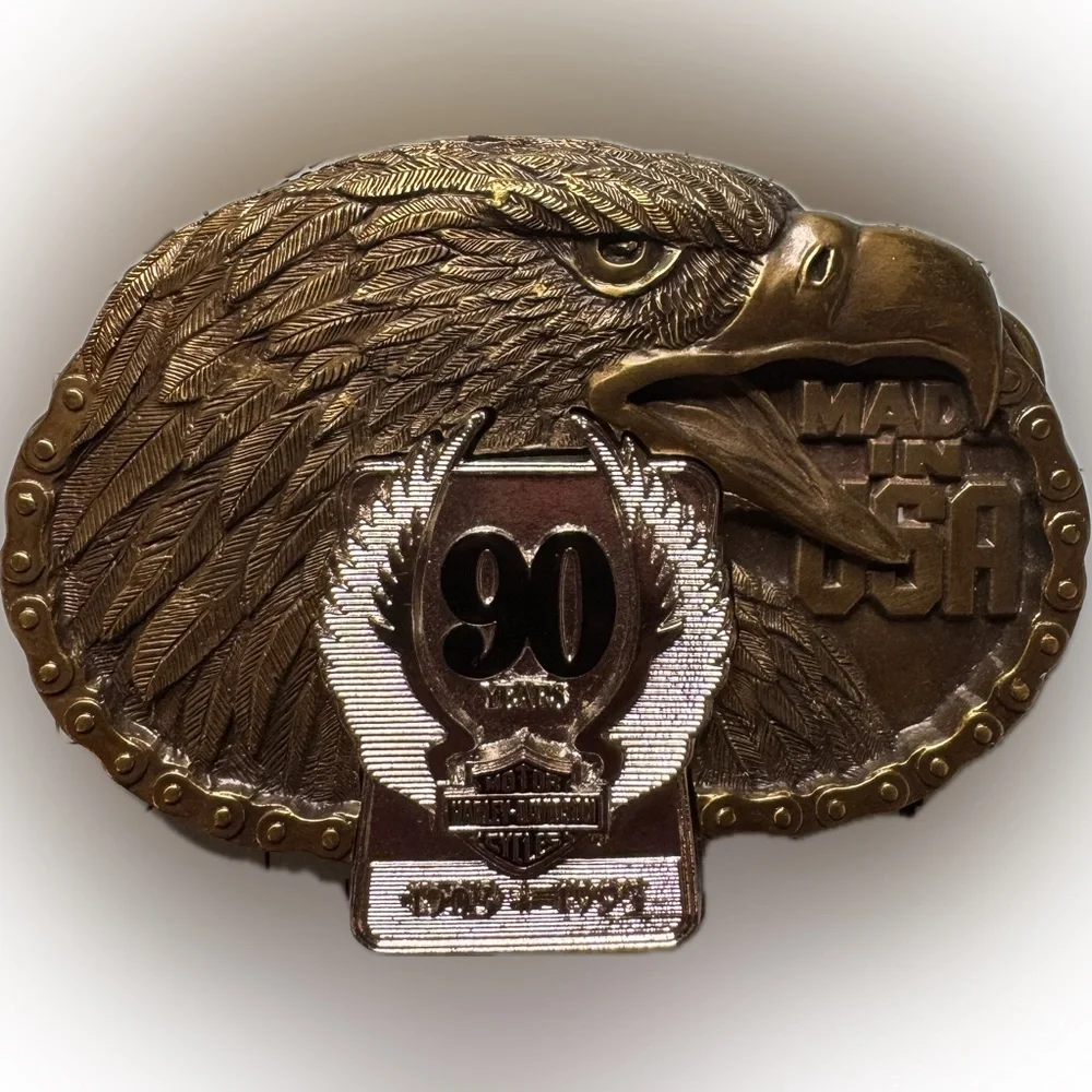 90 Years Harley Davidson Made In USA Eagle Belt Buckle 1993 Limited Ed 1021/3000
